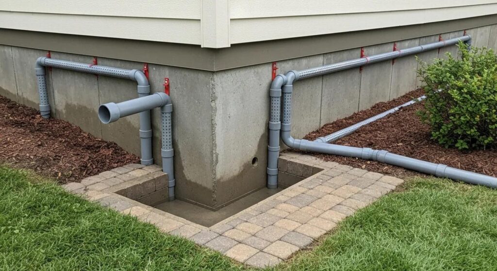 Foundation drainage system in Syracuse protecting a home from water damage